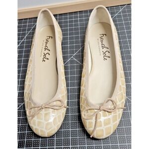 French Sole by JANE WINKWORTH Patent leather beige croc ballet flat 36.5/ US 6.5